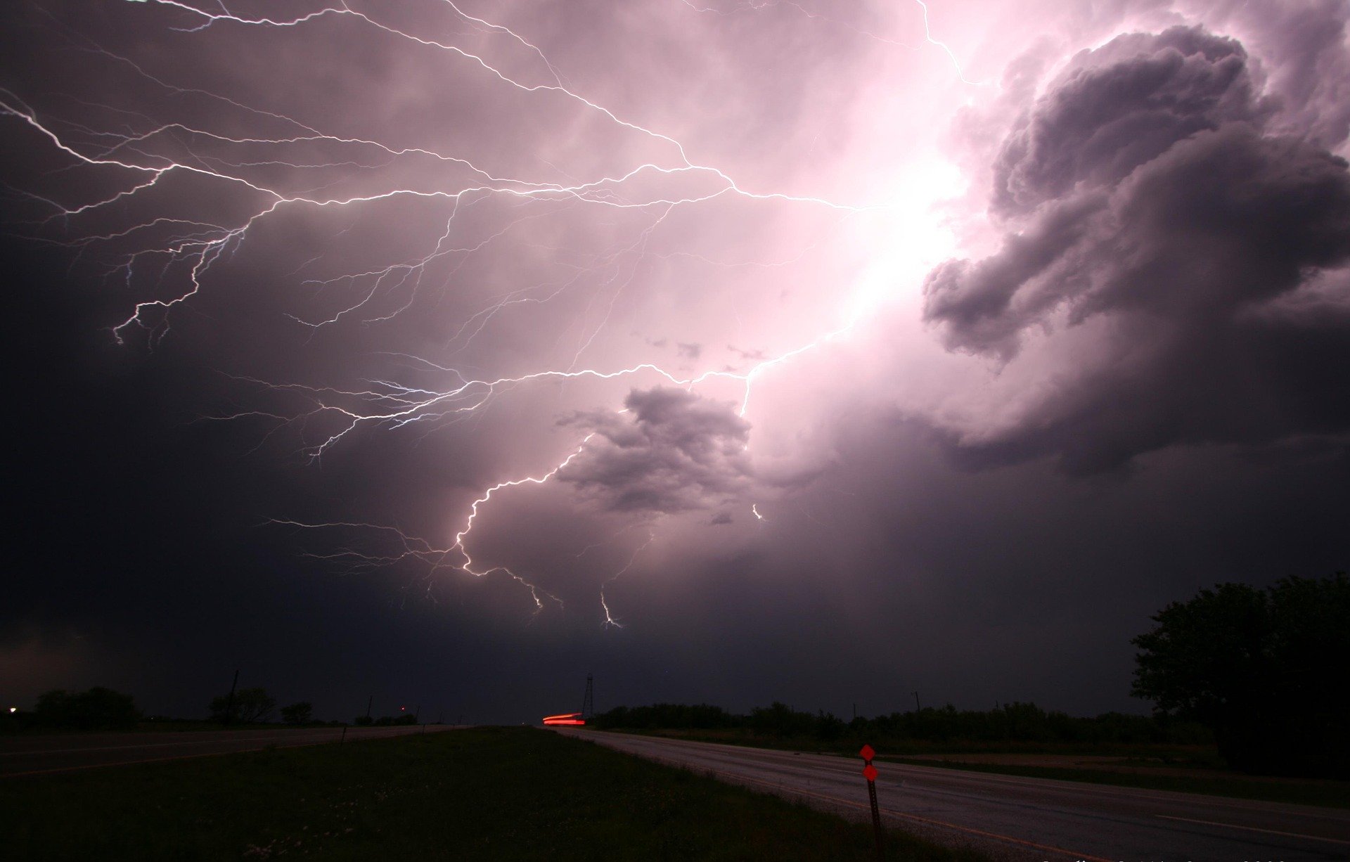 Lightning in a storm