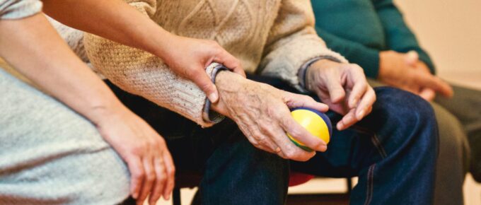 person holding a stress ball