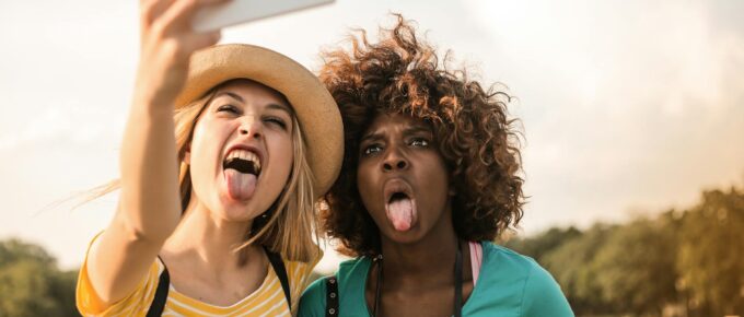 women taking selfie