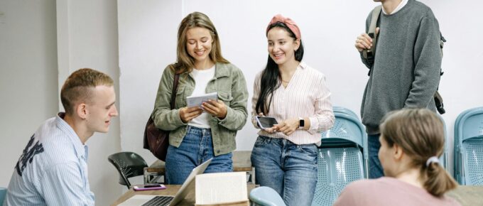 group of people studying together