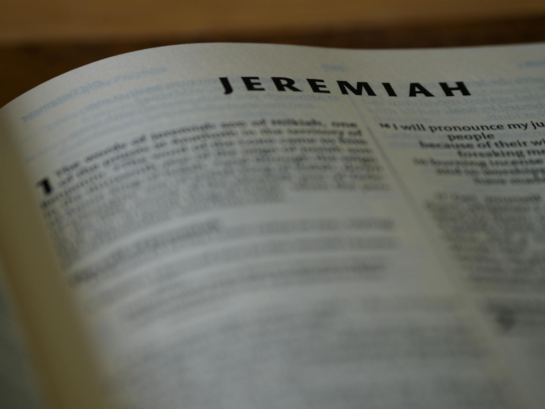 a bible open to the word jeremiah