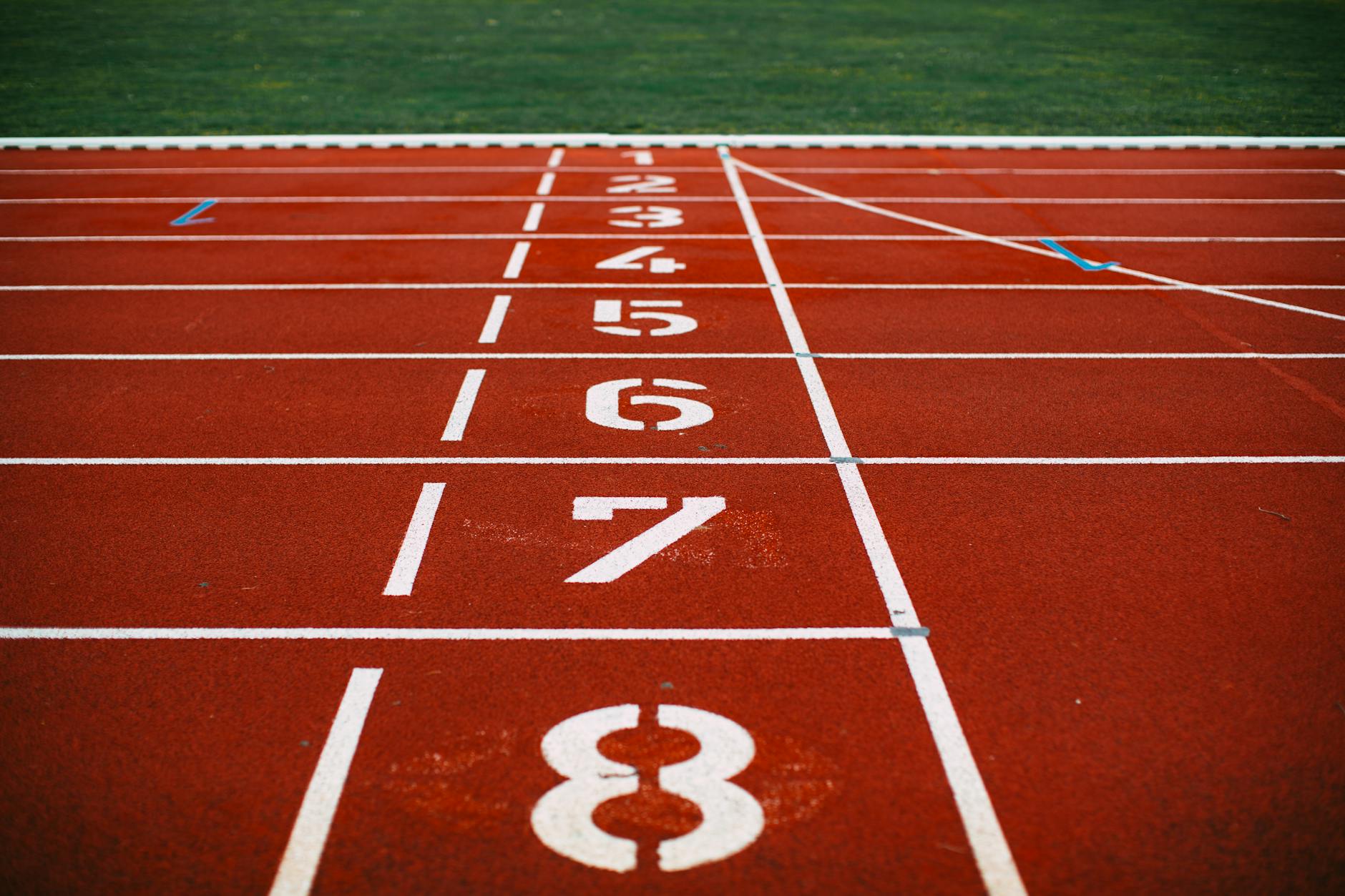 white and red track field