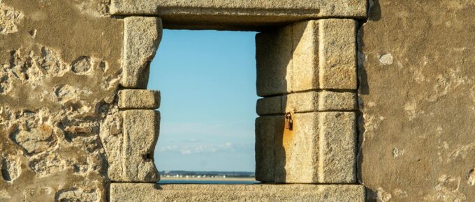 stone window with sea view